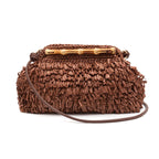 BOLSA POUCH FRANJA MEDIA  DE RAFIA CACAU