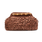 BOLSA POUCH FRANJA MEDIA  DE RAFIA CACAU