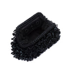 BOLSA POUCH  MEDIA FRANJA DE RÁFIA PRETO
