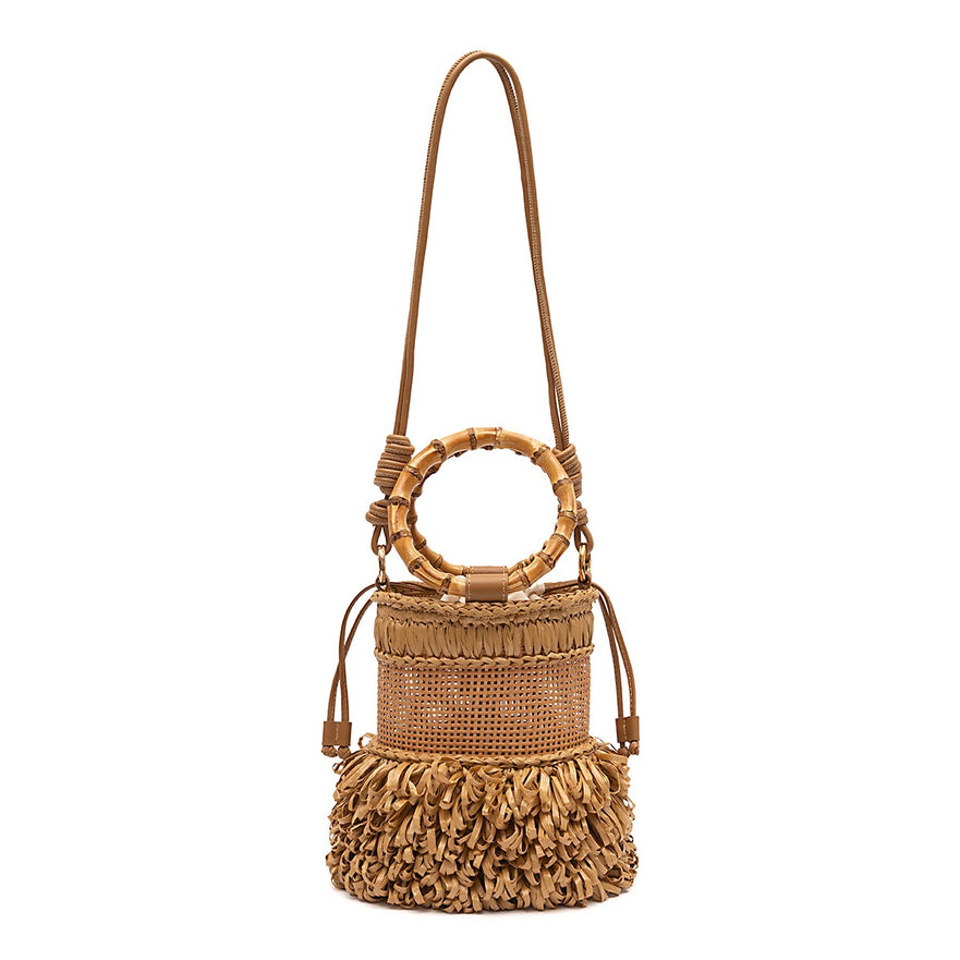 BOLSA BUCKET MEDIA CROCHÊ NATURAL