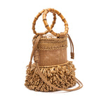 BOLSA BUCKET MEDIA CROCHÊ NATURAL