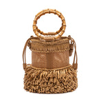 BOLSA BUCKET MEDIA CROCHÊ NATURAL