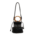 BOLSA BUCKET MEDIA CROCHÊ PRETO