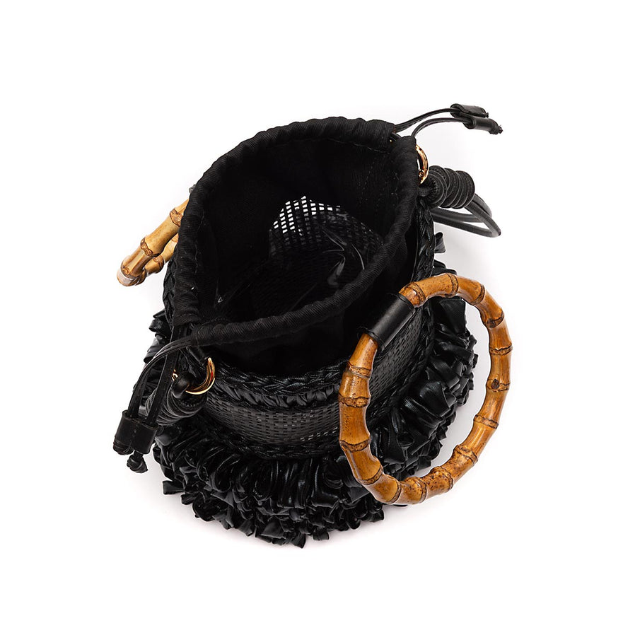 BOLSA BUCKET MEDIA CROCHÊ PRETO