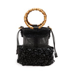 BOLSA BUCKET MEDIA CROCHÊ PRETO