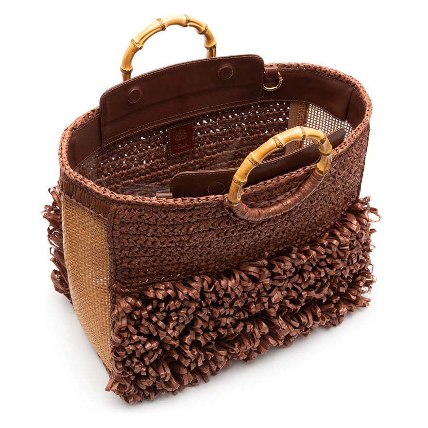 BOLSA TOTE TEDDY MAXI  RAFIA CACAU