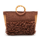 BOLSA TOTE TEDDY MAXI  RAFIA CACAU