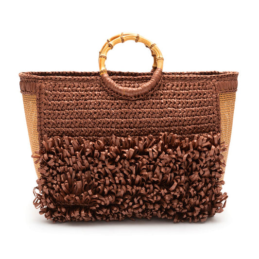 BOLSA TOTE TEDDY MAXI  RAFIA CACAU