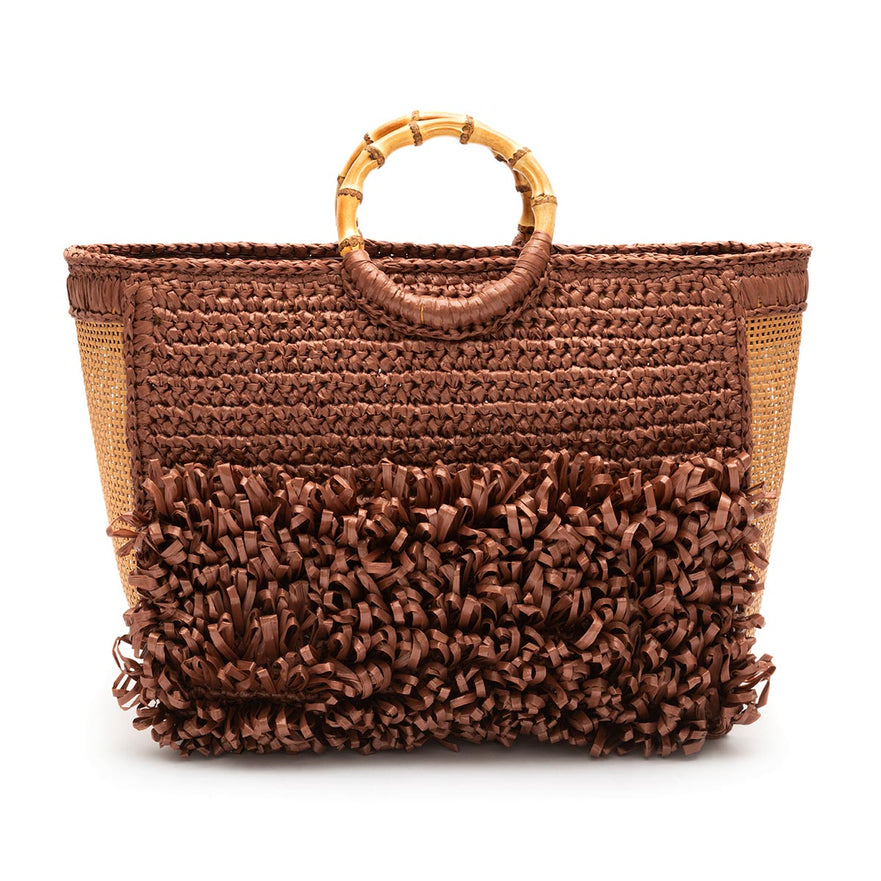 BOLSA TOTE TEDDY MAXI  RAFIA CACAU
