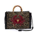 BOLSA TOTE GRANDE EM PALHA NATURAL ZEBRA CARANGUEJO