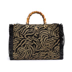 BOLSA TOTE GRANDE EM PALHA NATURAL ZEBRA CARANGUEJO