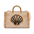 BOLSA TOTE GRANDE EM PALHA NATURAL CONCHA