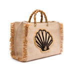 BOLSA TOTE GRANDE EM PALHA NATURAL CONCHA