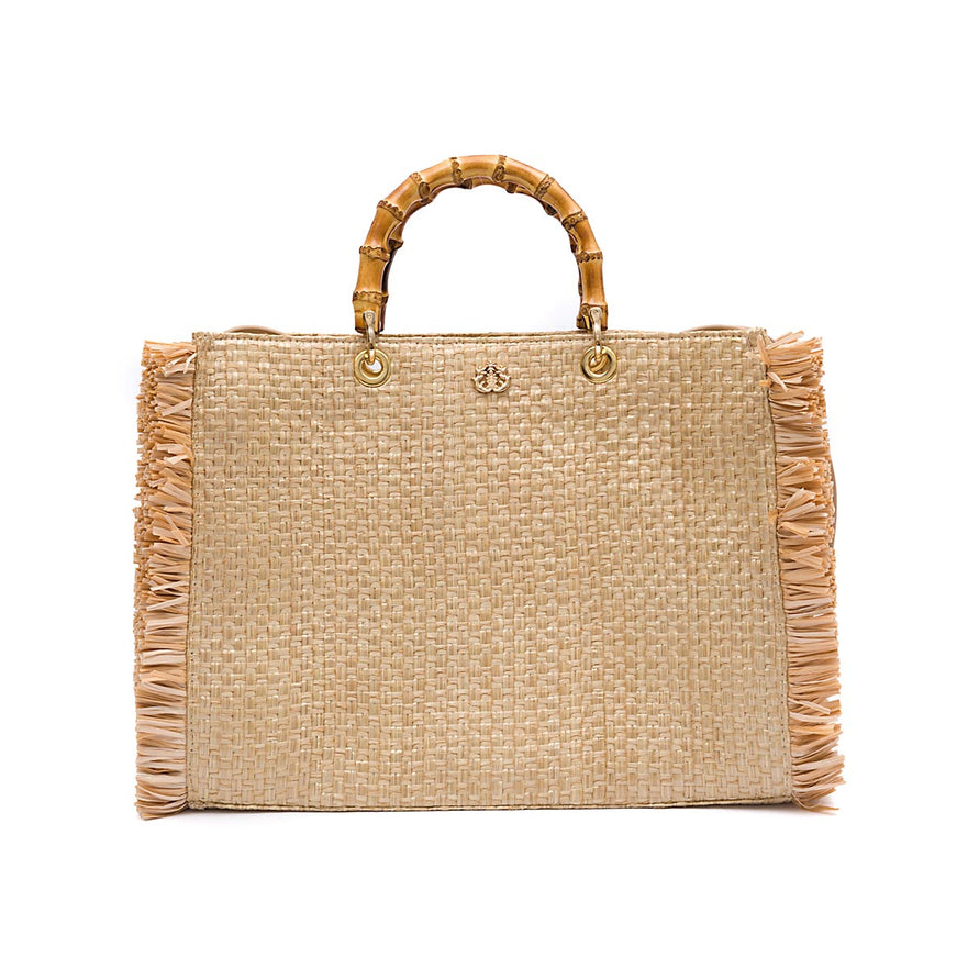 BOLSA TOTE GRANDE EM PALHA NATURAL CONCHA