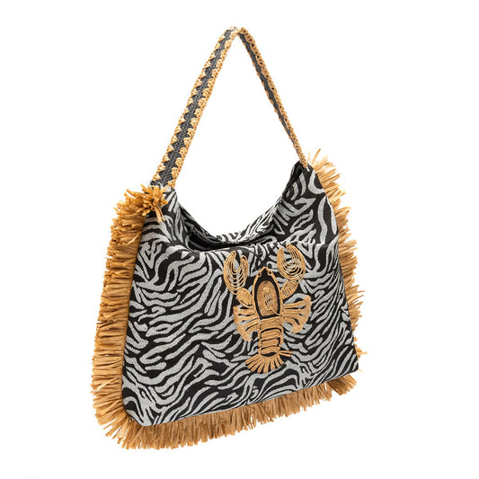 BOLSA HOBO MAXI JACQUARD ZEBRA  LAGOSTA