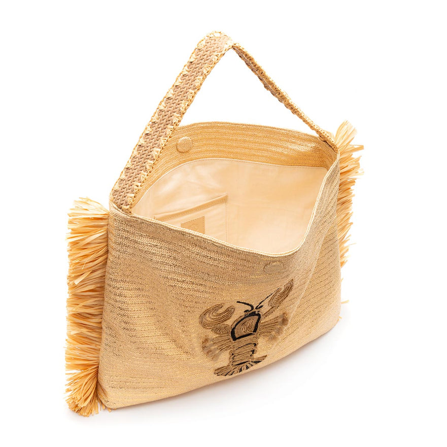 BOLSA HOBO  MAXI PALHA OURO LAGOSTA