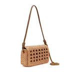 BOLSA FLAP IARA MEDIA CROCHE CAFÉ LEITE
