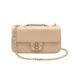 BOLSA BAGUETE ANNE PEQUENA COURO NEW CROCO NATA OURO