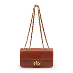 BOLSA BAGUETE ANNE PEQUENA COURO LIZARD JASPE OURO