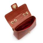 BOLSA BAGUETE ANNE PEQUENA COURO LIZARD JASPE OURO