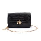 BOLSA CARTEIRA FOREVER PEQUENA COURO NEW CROCO PRETO OURO