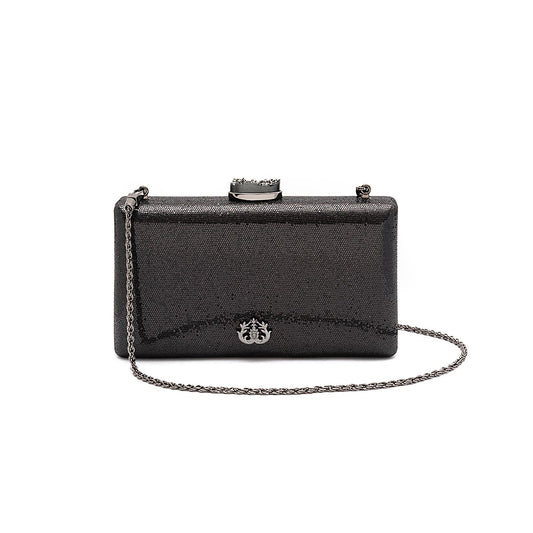 BOLSA CLUTCH EVA PEQUENA FECHO CRISTAL PRETO