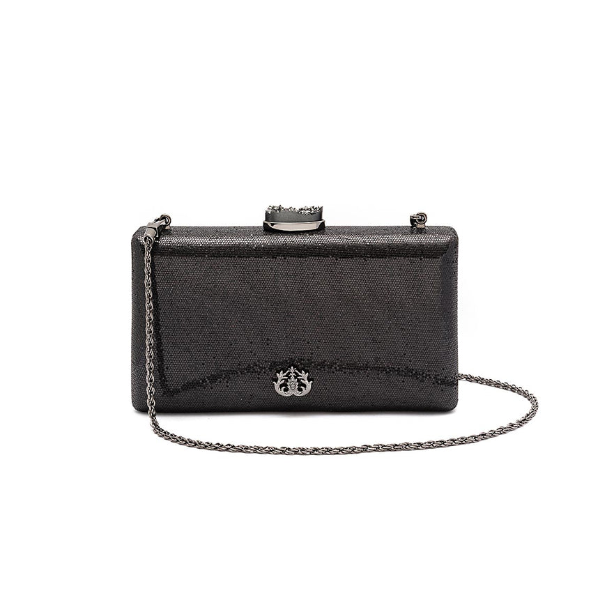 BOLSA CLUTCH EVA PEQUENA FECHO CRISTAL PRETO