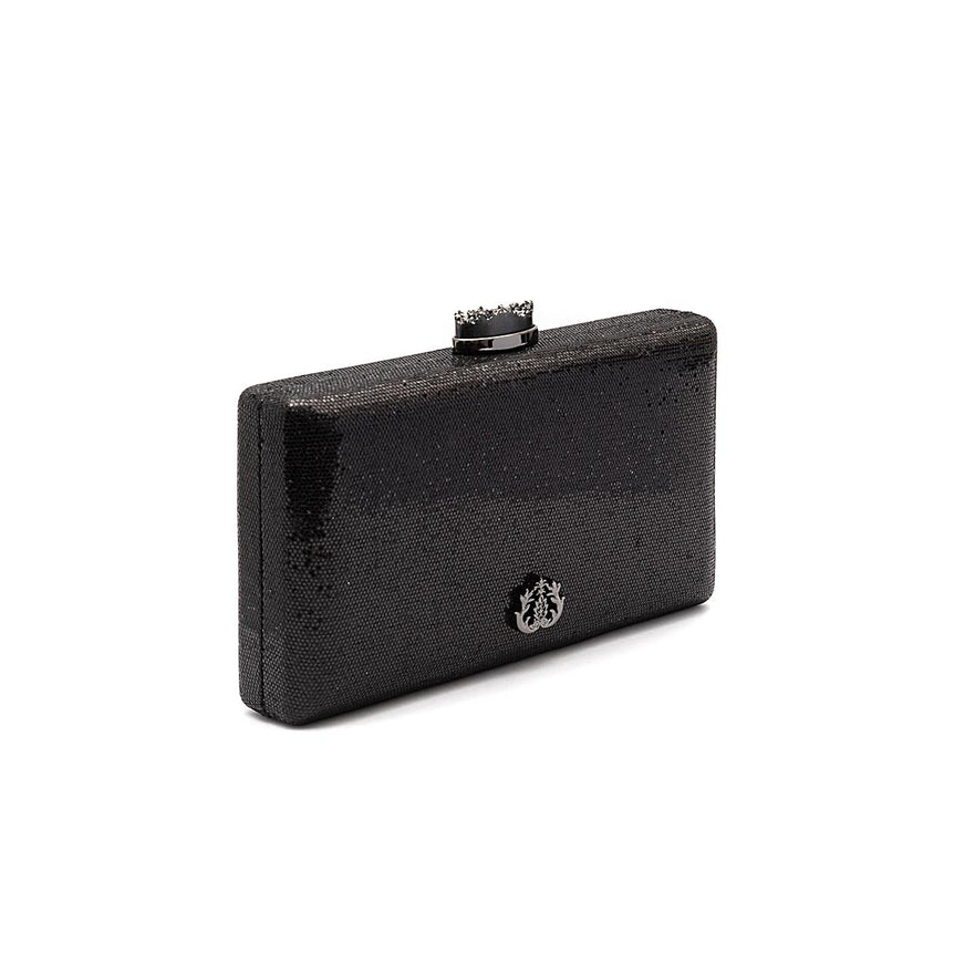 BOLSA CLUTCH EVA PEQUENA FECHO CRISTAL PRETO