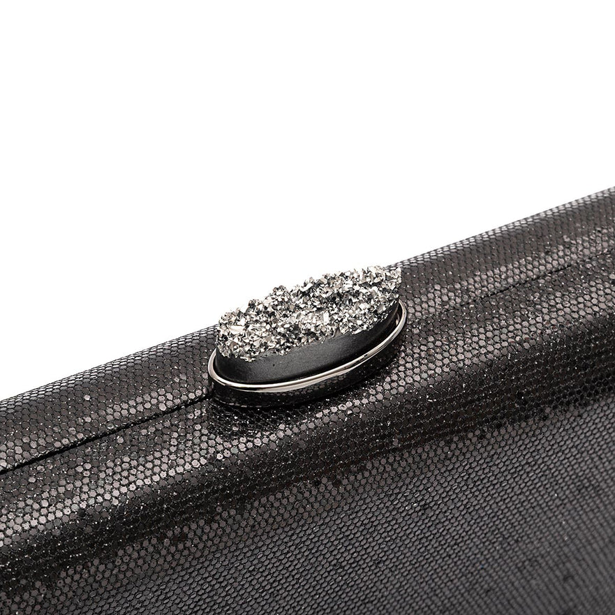 BOLSA CLUTCH EVA PEQUENA FECHO CRISTAL PRETO