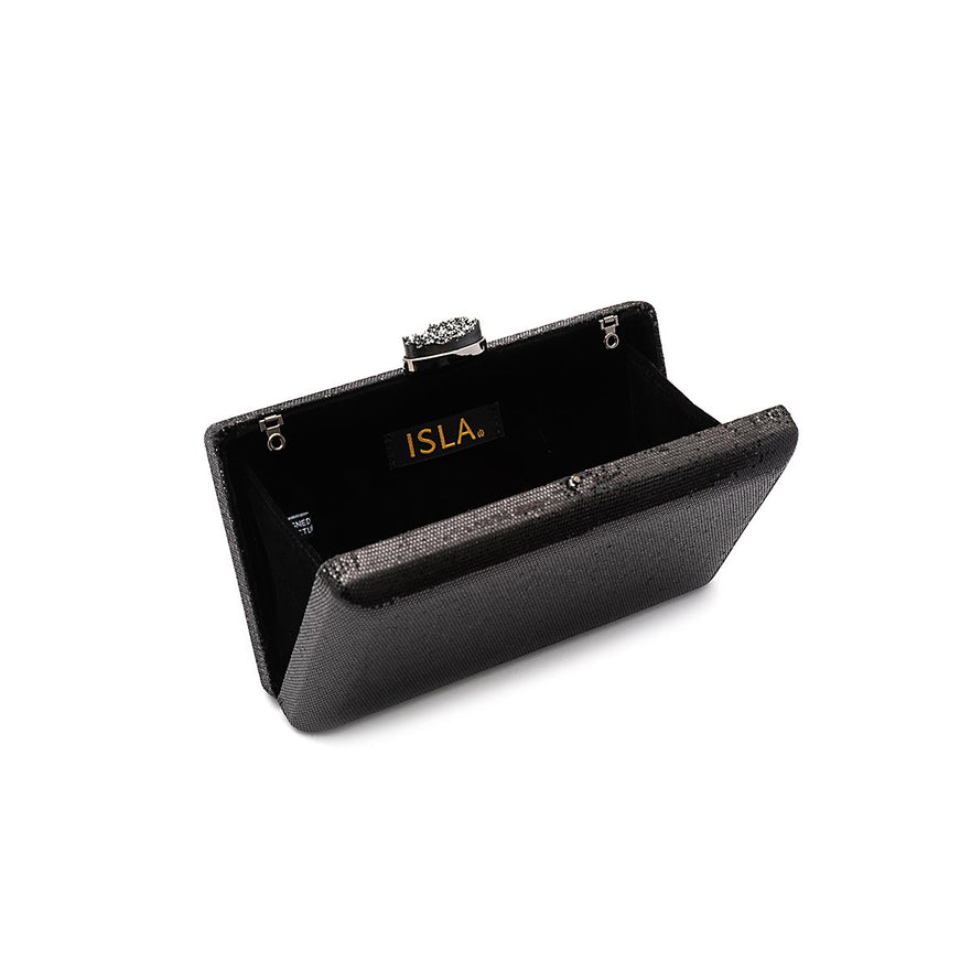 BOLSA CLUTCH EVA PEQUENA FECHO CRISTAL PRETO