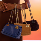 BOLSA FLAP PETRA PEQUENA COURO COBALTO
