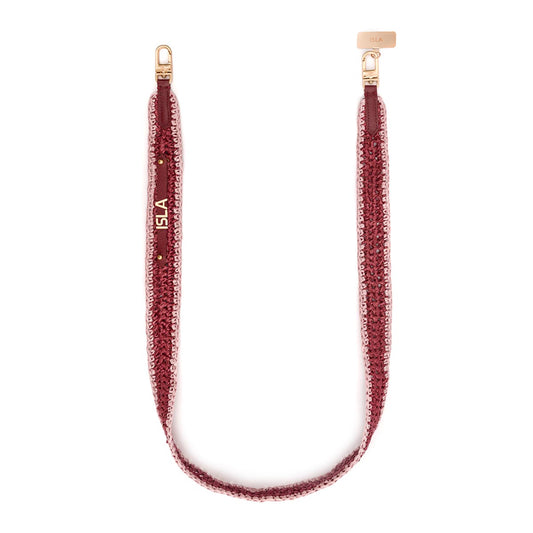 ALÇA BICOLOR RÁFIA BURGUNDY E BLOSSOM