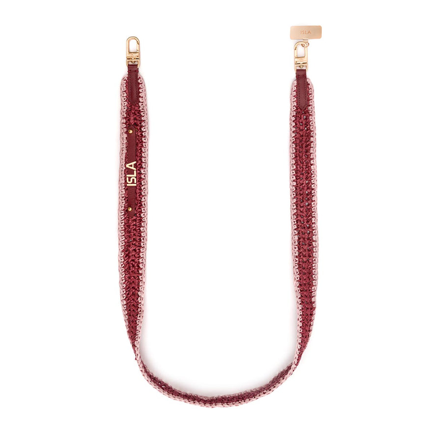 ALÇA BICOLOR RÁFIA BURGUNDY E BLOSSOM