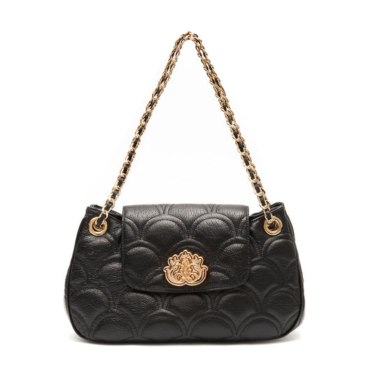 BOLSA SHOULDER SIRENA MÉDIA COCCON PRETO OURO