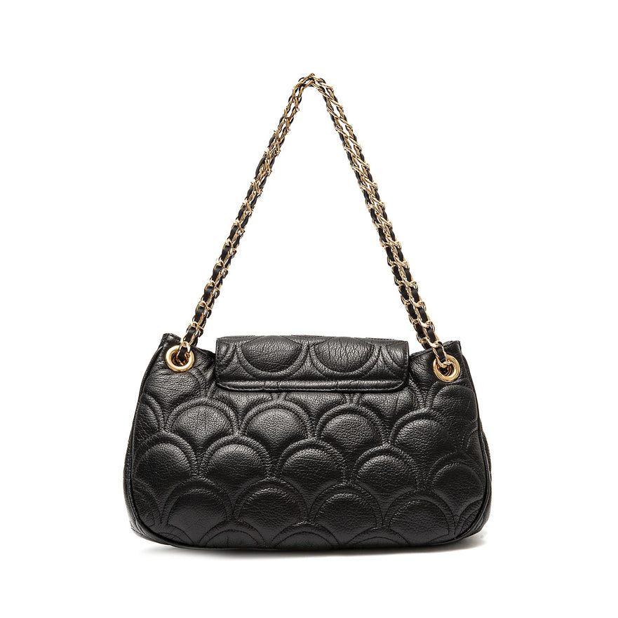 BOLSA SHOULDER SIRENA MÉDIA COCCON PRETO OURO