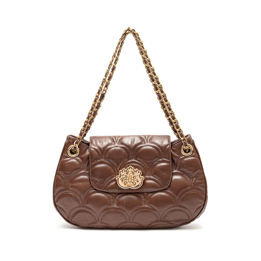 BOLSA SHOULDER SIRENA MÉDIA COCCON PINHÃO OURO