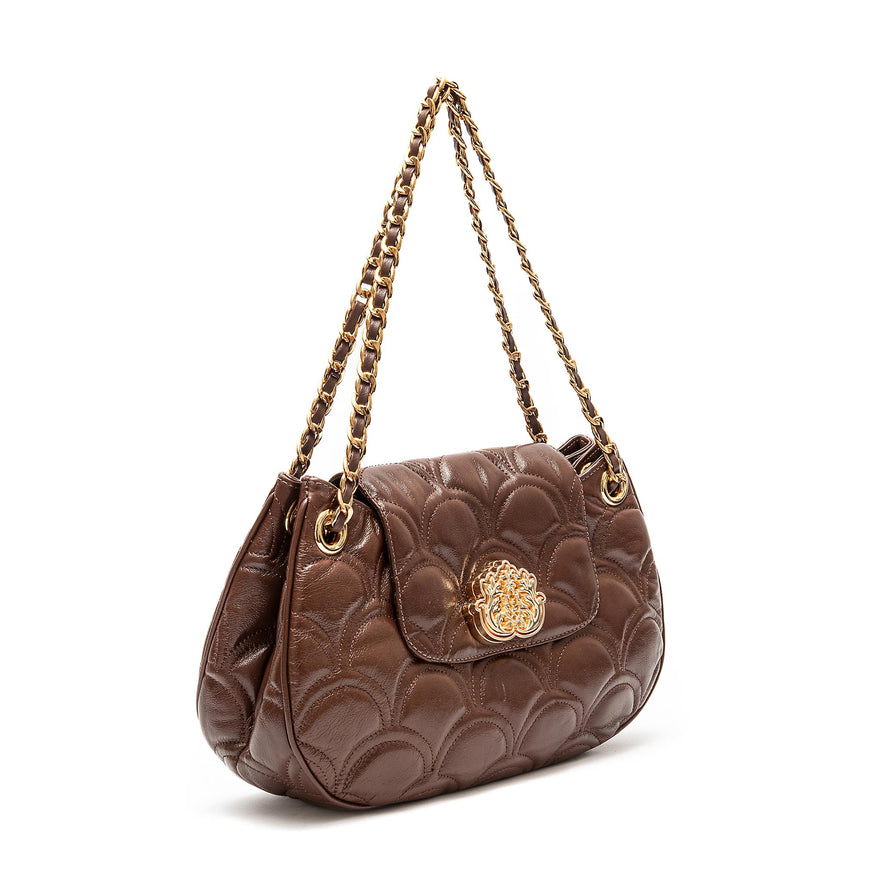 BOLSA SHOULDER SIRENA MÉDIA COCCON PINHÃO OURO