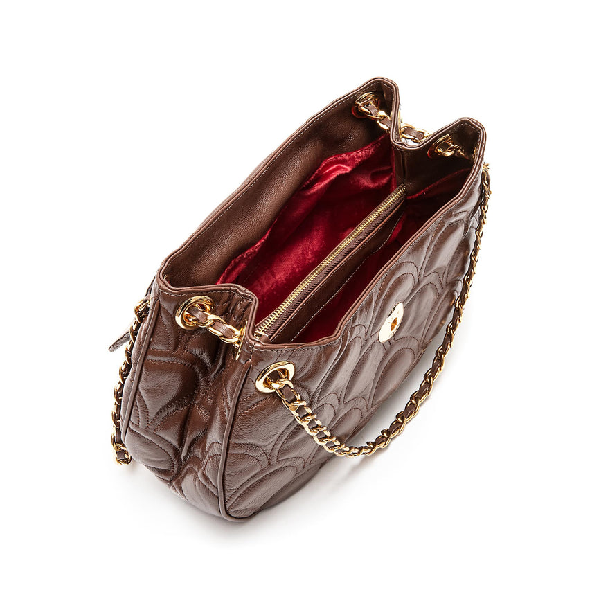 BOLSA SHOULDER SIRENA MÉDIA COCCON PINHÃO OURO