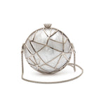 BOLSA CLUTCH ESFERA VEGA PEQUENA METAL MARMORIZADA PRATA