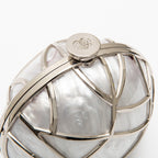 BOLSA CLUTCH ESFERA VEGA PEQUENA METAL MARMORIZADA PRATA