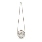 BOLSA CLUTCH ESFERA VEGA PEQUENA METAL MARMORIZADA PRATA