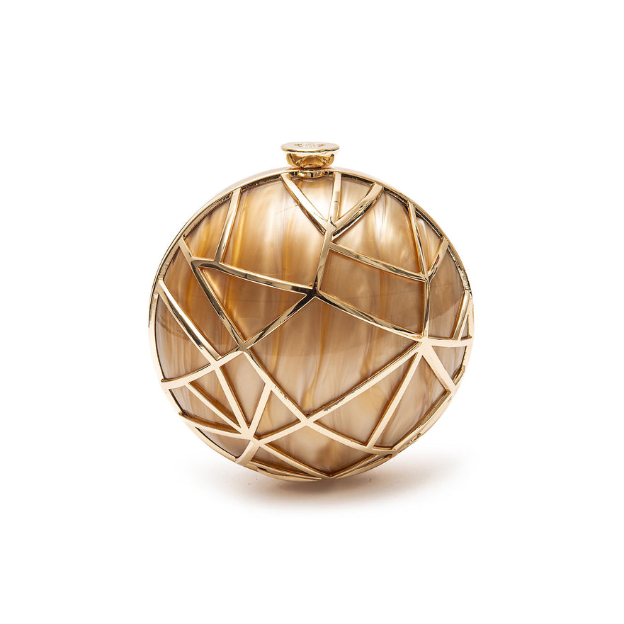 BOLSA CLUTCH ESFERA VEGA PEQUENA METAL MARMORIZADA OURO