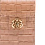 BOLSA POUCH ANNE PEQUENA COURO CAIMAN BALM