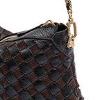BOLSA ÍSIS WOVEN SHOULDER COURO TRESSÊ PEQUENE PRETA