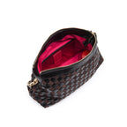 BOLSA ÍSIS WOVEN SHOULDER COURO TRESSÊ PEQUENE PRETA
