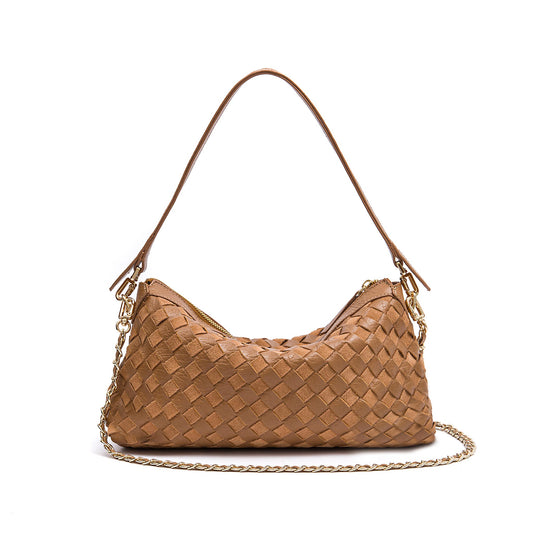 BOLSA ÍSIS WOVEN SHOULDER COURO TRESSÊ PEQUENE AMENDÔA