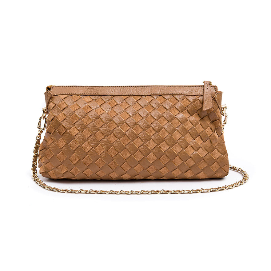 BOLSA ÍSIS WOVEN SHOULDER COURO TRESSÊ PEQUENE AMENDÔA