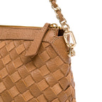 BOLSA ÍSIS WOVEN SHOULDER COURO TRESSÊ PEQUENE AMENDÔA
