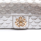 BOLSA BAGUETE ANNE MINI COURO ESCAMAS PRATA