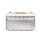 BOLSA BAGUETE ANNE MINI COURO ESCAMAS PRATA